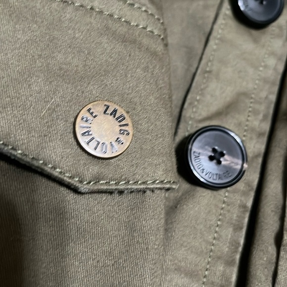 Zadig & Voltaire Virginia Camo Skull Lurex Embroidered Military Jacket Green M - Picture 10 of 11